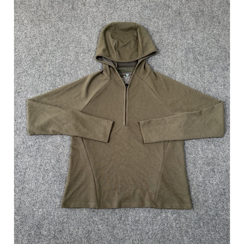 Kuhl Remi Hoodie Womens Large Green 1/2 Zip Lightweight Textured Knit Top 2025